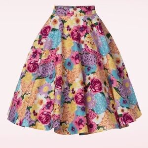 Sold Collectif Vintage London Theodora English Garden Floral Skirt Retro UK 10